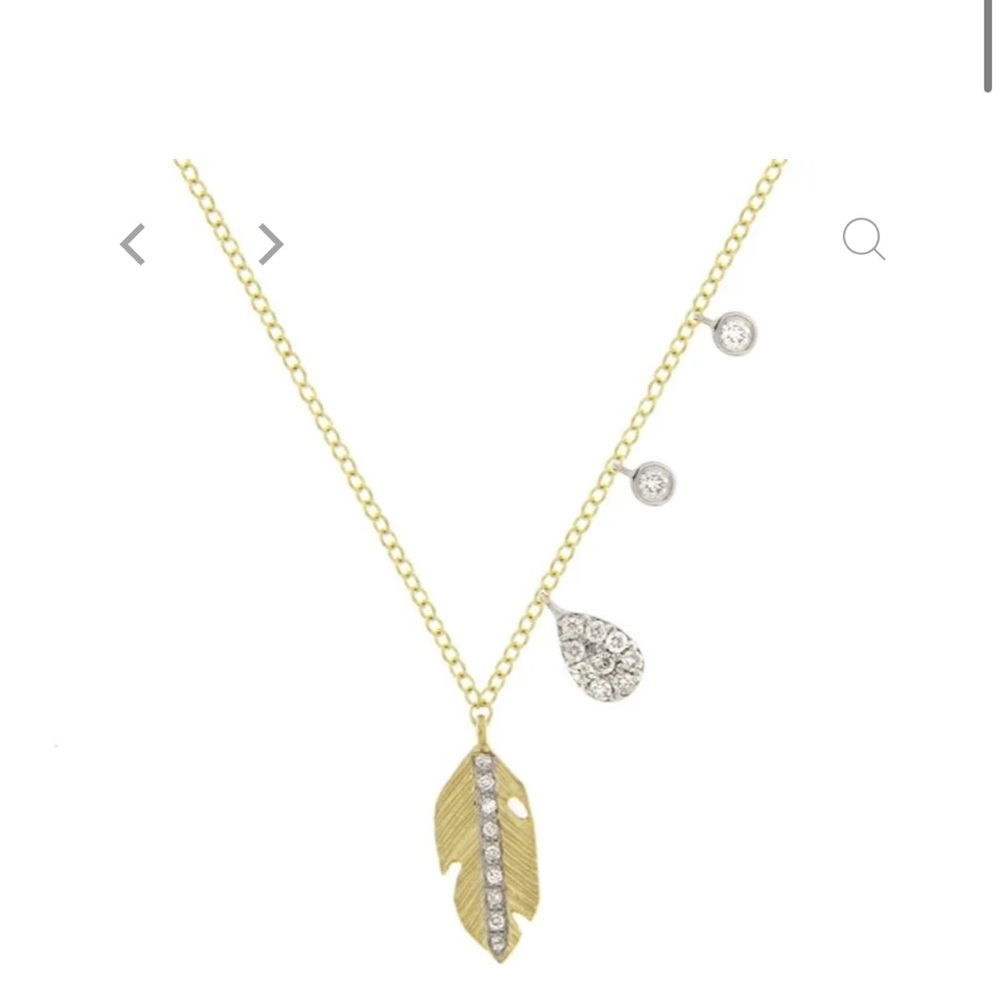 Meira T Signature Diamond and 14 K Gold Leaf Necklace - 16”
